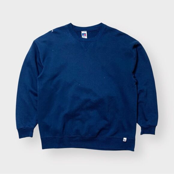 Vtg 90s Russell Athletic Crewneck Sweatshirt 50/50 USA XL Thrashed V Stitch Worn - Picture 1 of 8
